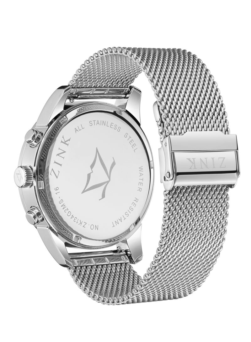 زنك ساعة ZINK ZK134G2MS-16 ELEGANCE - ساعة رجالية عصرية من الفولاذ المقاوم للصدأ باللون الفضي - Image 3