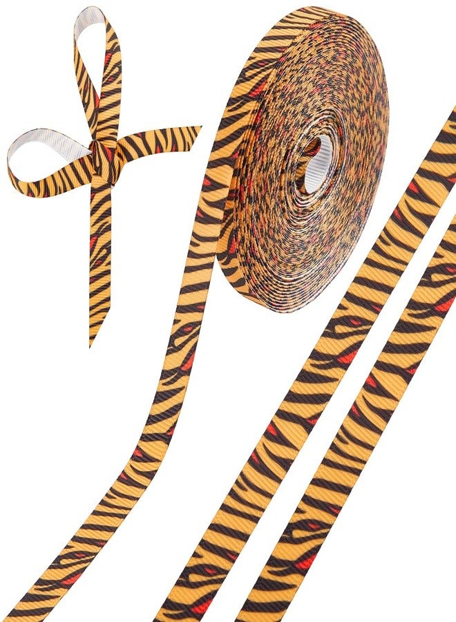 CABODYALS 10 Yards 0.38 Inch Tiger Pattern Ribbon Orange Zebra Stripe Wild Jungle Safari Print Thin Grosgrain Polyester Ribbons for Gift Wrapping Bows Floral Wedding Decoration DIY Crafts Supplies - Image 1