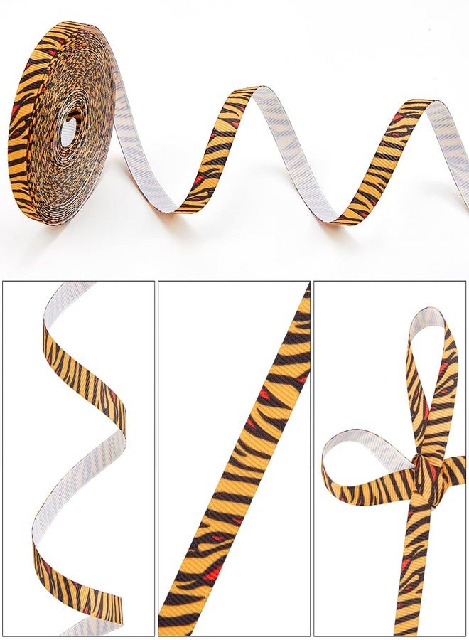 CABODYALS 10 Yards 0.38 Inch Tiger Pattern Ribbon Orange Zebra Stripe Wild Jungle Safari Print Thin Grosgrain Polyester Ribbons for Gift Wrapping Bows Floral Wedding Decoration DIY Crafts Supplies - Image 5