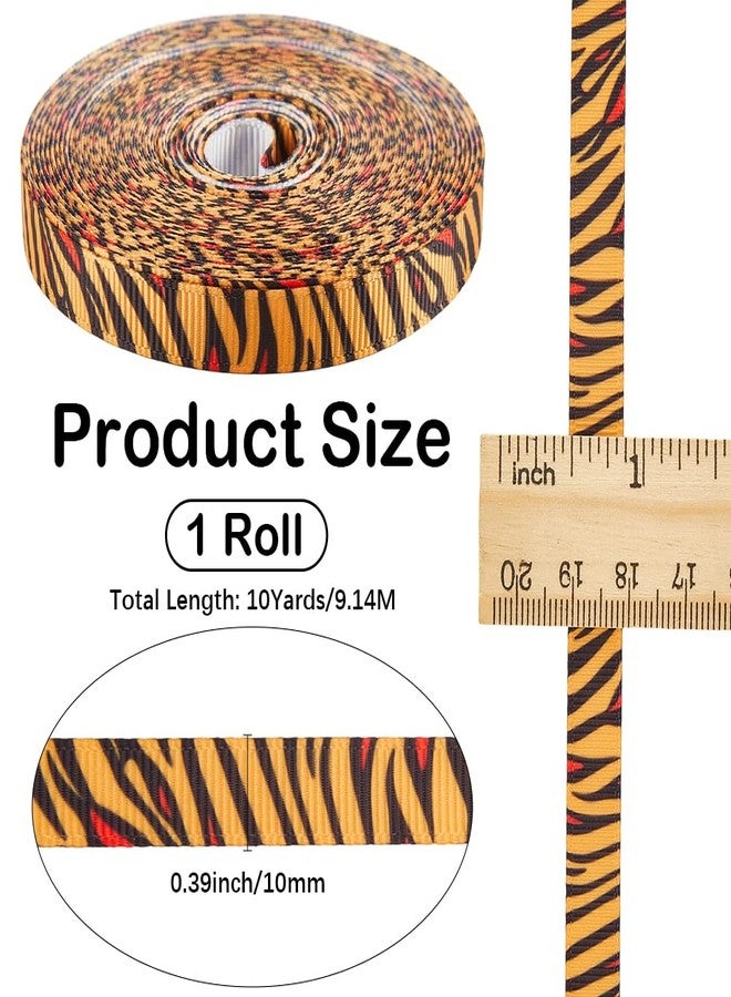 CABODYALS 10 Yards 0.38 Inch Tiger Pattern Ribbon Orange Zebra Stripe Wild Jungle Safari Print Thin Grosgrain Polyester Ribbons for Gift Wrapping Bows Floral Wedding Decoration DIY Crafts Supplies - Image 2
