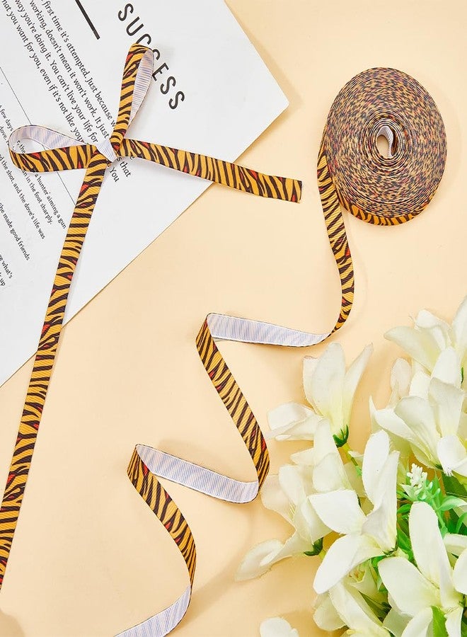 CABODYALS 10 Yards 0.38 Inch Tiger Pattern Ribbon Orange Zebra Stripe Wild Jungle Safari Print Thin Grosgrain Polyester Ribbons for Gift Wrapping Bows Floral Wedding Decoration DIY Crafts Supplies - Image 3