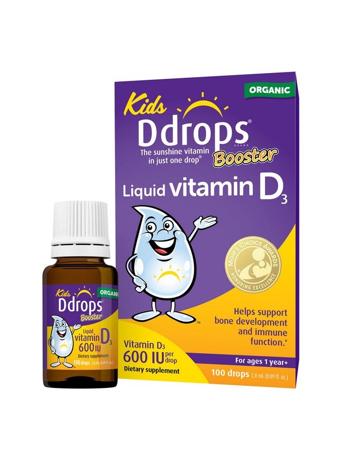 Ddrops Ddrops Kids Booster 600IU 100 Drops - Daily Liquid Vitamin D for Kids. Support Strong Bones & Immune System in Children. No Preservatives, No Sugar, Non-GMO, Allergy-Friendly - Image 1
