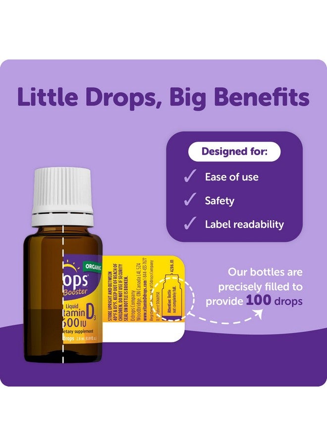 Ddrops Ddrops Kids Booster 600IU 100 Drops - Daily Liquid Vitamin D for Kids. Support Strong Bones & Immune System in Children. No Preservatives, No Sugar, Non-GMO, Allergy-Friendly - Image 2