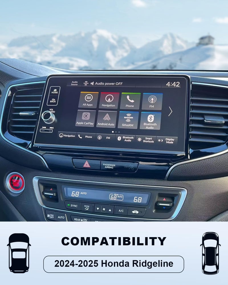 2024-2026 Ridgeline Matte Anti-Glare Screen Protector - For Honda Ridgeline (Sport/RTL/TrailSport/Black Edition) 9 Inch Touchscreen, 2025 2026 Ridgeline 9H Tempered Glass Anti-Fingerprints Scratch Cover - Image 2