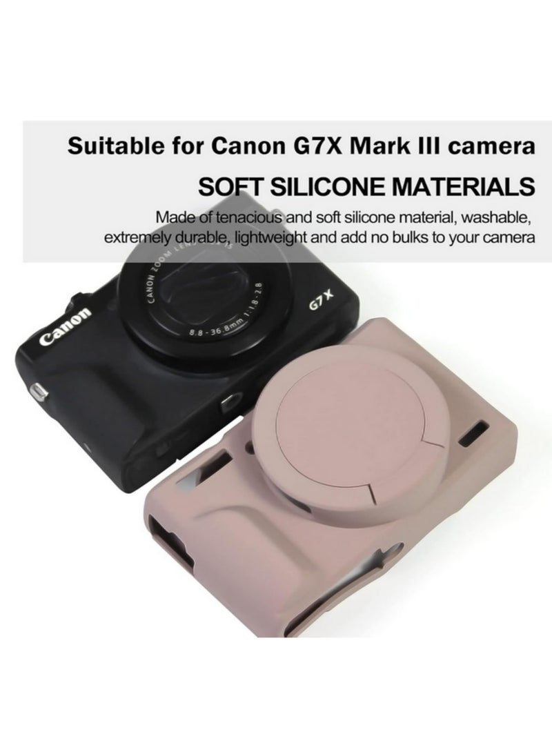 ماركة غير محددة غطاء سيليكون ناعم واقي (قطعة واحدة) لكانون G7X III G7X مارك 3 مع غطاء عدسة قابل للإزالة - حافظة كاميرا لكانون PowerShot G7X III باللون الرمادي  - Image 3