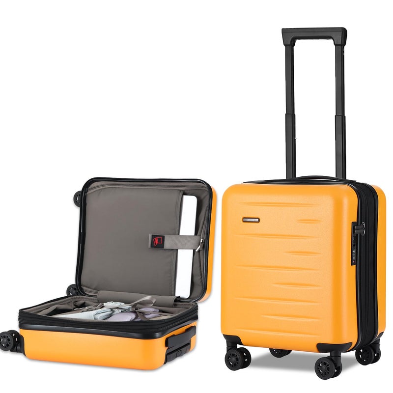CENSIEN 16 Inch Underseat Carry On Luggage Airline Approved, Expandable Lightweight ABS+PC Hard Shell Suitcases with 360Â° Spinner Wheels, TSA Lock, YKK Zipper, for Business Weekender (Orange, 1 PC) - Image 1
