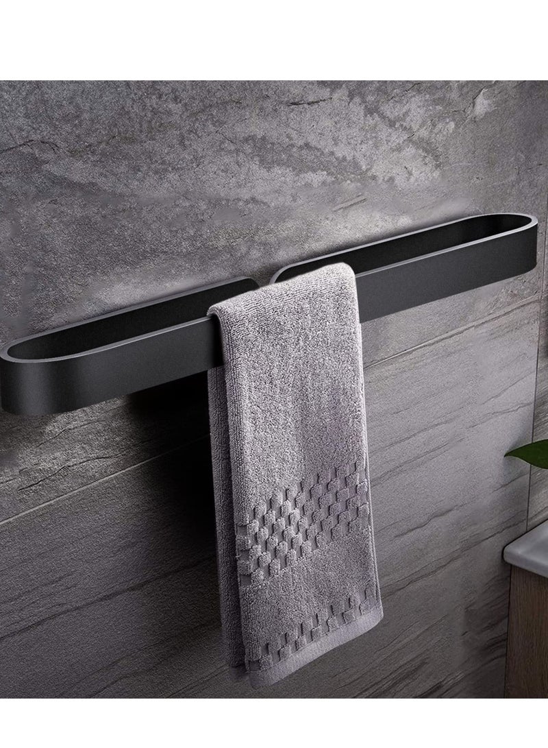 MIXDE Hand Towel Holder Self Adhesive Bathroom Towel Bar- Aluminum Alloy Bath Towel Rack Hanging Towel Stick On Sticky Hanger Contemporary Style, NO Drilling-Black - Image 1