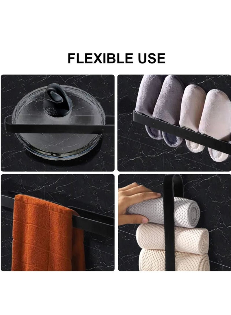 MIXDE Hand Towel Holder Self Adhesive Bathroom Towel Bar- Aluminum Alloy Bath Towel Rack Hanging Towel Stick On Sticky Hanger Contemporary Style, NO Drilling-Black - Image 3