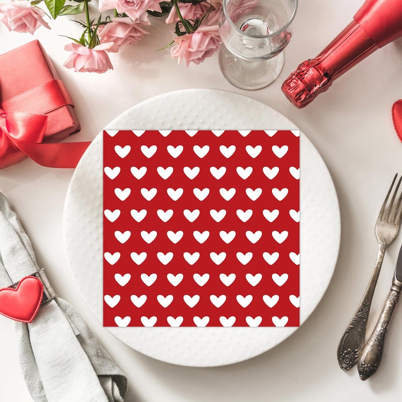 Quera 60 Pack Valentine'S Day Be Covered With Love Paper Napkins Red Heart 5 X 5 "Disposable Beverage Napkins Cocktail Party Napkins For Valentine'S Day Gifts Wedding Party Decoration Favor Supplies - Image 4