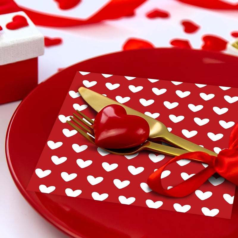 Quera 60 Pack Valentine'S Day Be Covered With Love Paper Napkins Red Heart 5 X 5 "Disposable Beverage Napkins Cocktail Party Napkins For Valentine'S Day Gifts Wedding Party Decoration Favor Supplies - Image 5