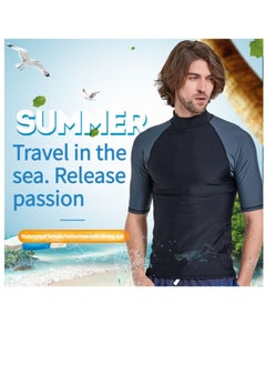 M MIAOYAN M MIAOYAN quick-drying water sunscreen wetsuit men's split surfing short-sleeved sunscreen swimsuit jellyfish top  - Image 1