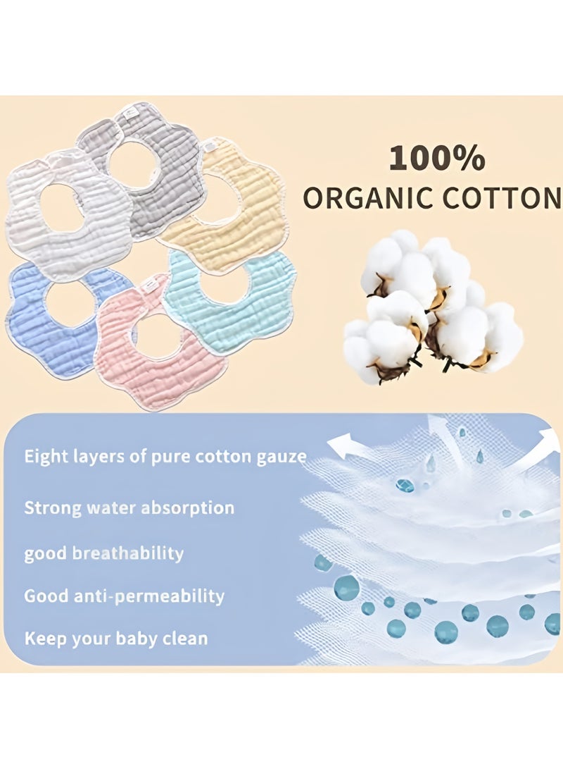 Mr. Penda 6 Pack Bibs Muslin, Baby Drool Bibs Lap shoulder Drool Cloths Adjustable Multi Use Scarf Bibs 8 Layer 100% Organic, Cotton With Super Absorbent Soft Drooling Bibs, Breathable for Boys Girls - Image 4