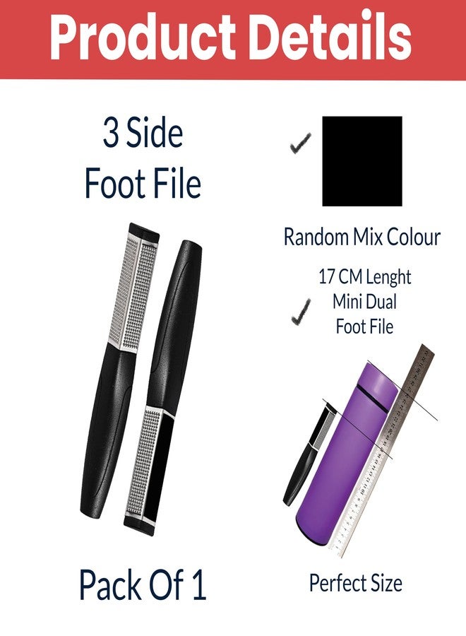 TEMPERIA (1pc) Foot Scrubber for Dead Skin - 3 Sided Pedicure Kit for Women - Feet File Scrub Tools, Heel Scraper Filer & Leg Cleaner Brush - Easy to Carry Travel Friendly (HF343) - Image 2