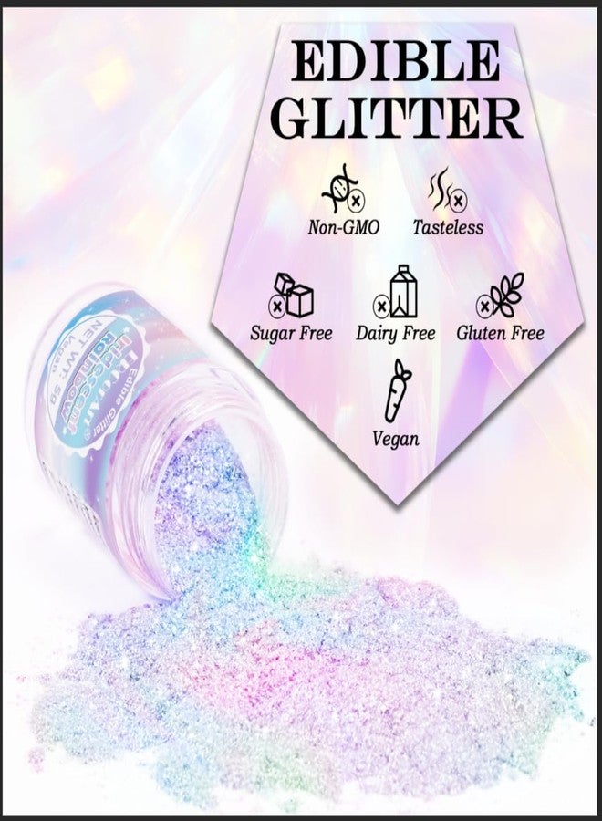 ERCorArt Edible Glitter - Luster Dust Edible for Cocktail Food Grade Drink Glitter for Cake Decorations, Easter Eggs, Baking, Macarons, Strawberries - 5g/Bottle (Iridescent) - Image 2
