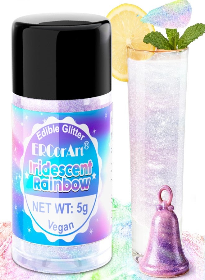 ERCorArt Edible Glitter - Luster Dust Edible for Cocktail Food Grade Drink Glitter for Cake Decorations, Easter Eggs, Baking, Macarons, Strawberries - 5g/Bottle (Iridescent) - Image 1