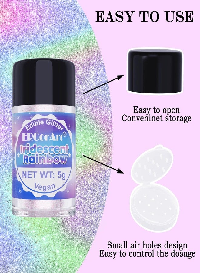 ERCorArt Edible Glitter - Luster Dust Edible for Cocktail Food Grade Drink Glitter for Cake Decorations, Easter Eggs, Baking, Macarons, Strawberries - 5g/Bottle (Iridescent) - Image 3