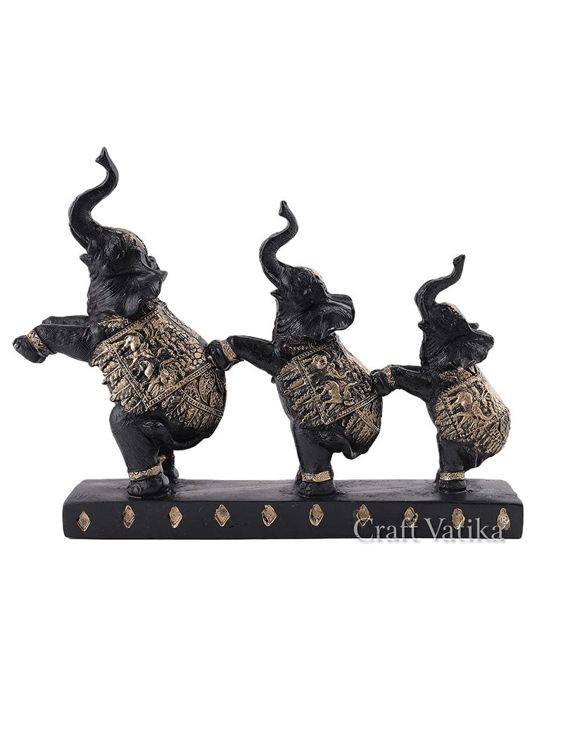 CraftVatika CraftVatika Trunk Up Elephant Statue Showpiece Set Fengshui Vastu Lucky Figurine Decorative Items for Home Decor Living Room Office Desk Desktop Decoration and Gifting Black Golden - Image 2