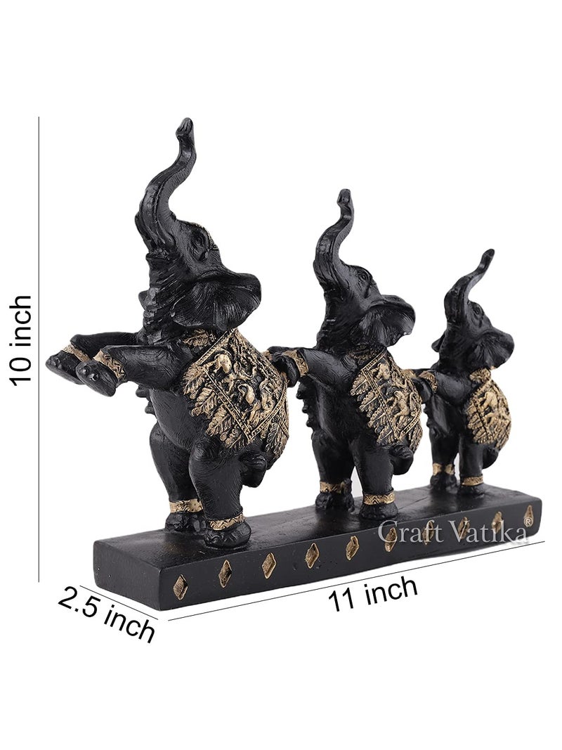 CraftVatika CraftVatika Trunk Up Elephant Statue Showpiece Set Fengshui Vastu Lucky Figurine Decorative Items for Home Decor Living Room Office Desk Desktop Decoration and Gifting Black Golden - Image 4