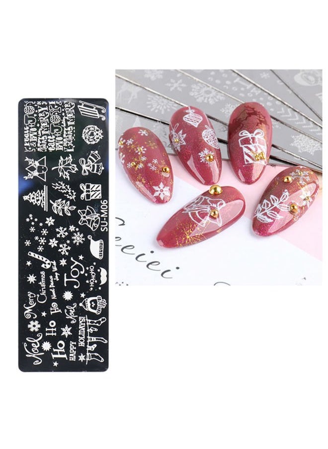 DANNEASY - Nail Stamping Plate Christmas, DANNEASY 6 Pieces Nail Stamp Nail Stencils Holiday Snowflake Nail Art Template Nail Supplies Manicure Stamping (Chic Series) - Image 1