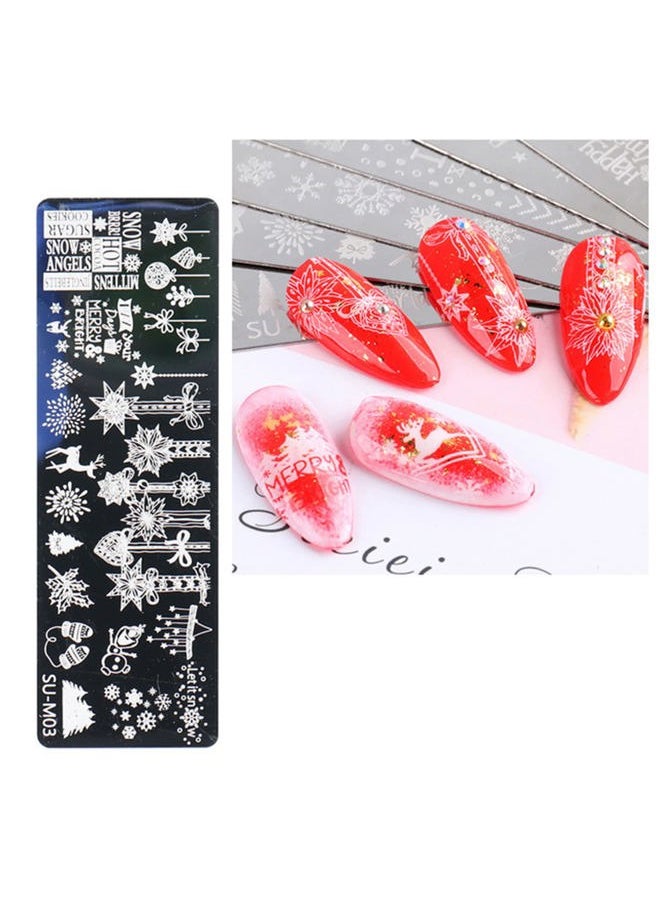 DANNEASY - Nail Stamping Plate Christmas, DANNEASY 6 Pieces Nail Stamp Nail Stencils Holiday Snowflake Nail Art Template Nail Supplies Manicure Stamping (Chic Series) - Image 1