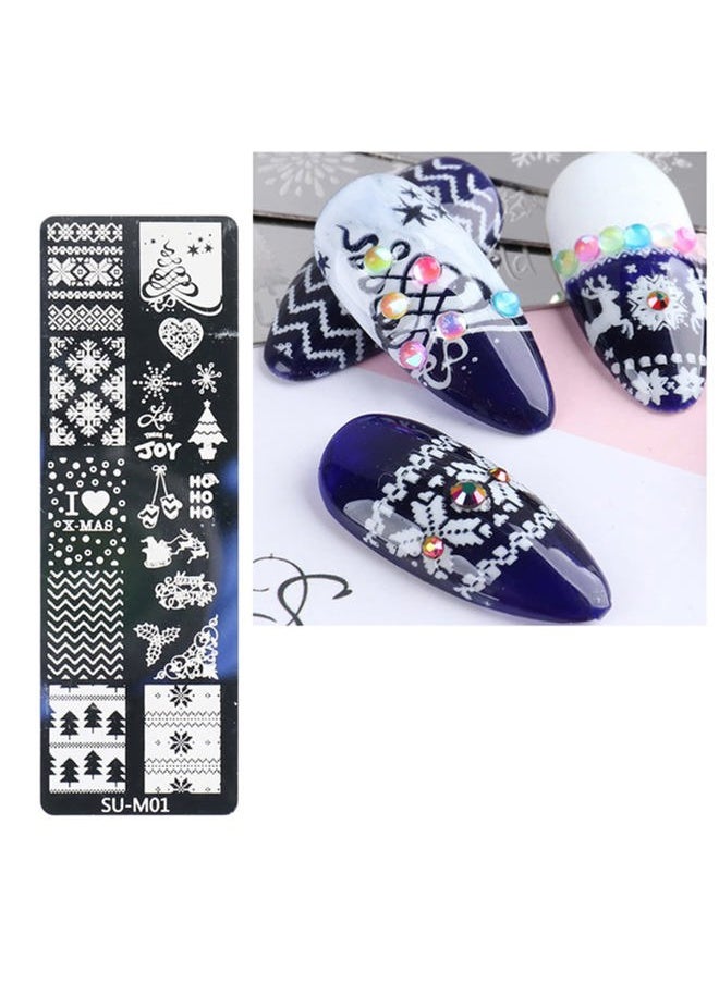 DANNEASY - Nail Stamping Plate Christmas, DANNEASY 6 Pieces Nail Stamp Nail Stencils Holiday Snowflake Nail Art Template Nail Supplies Manicure Stamping (Chic Series) - Image 1