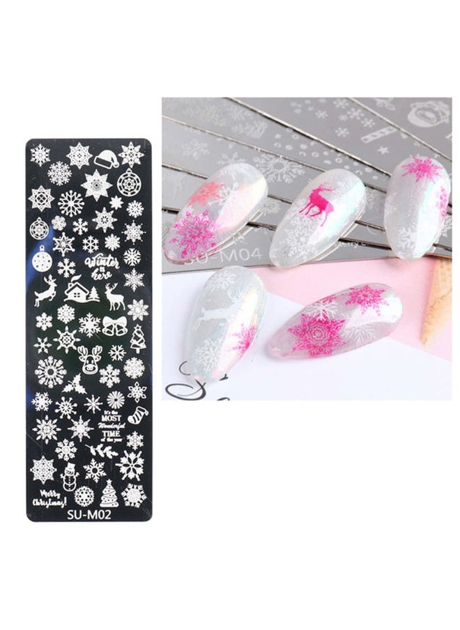 DANNEASY - Nail Stamping Plate Christmas, DANNEASY 6 Pieces Nail Stamp Nail Stencils Holiday Snowflake Nail Art Template Nail Supplies Manicure Stamping (Chic Series) - Image 1
