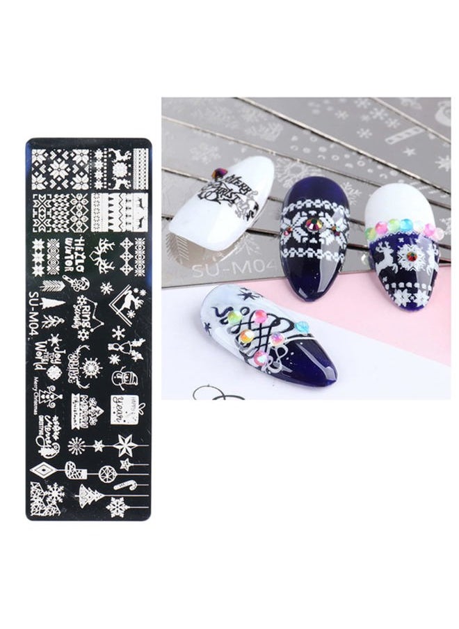 DANNEASY - Nail Stamping Plate Christmas, DANNEASY 6 Pieces Nail Stamp Nail Stencils Holiday Snowflake Nail Art Template Nail Supplies Manicure Stamping (Chic Series) - Image 1