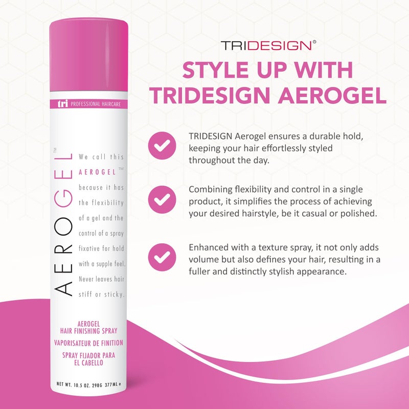 TRIDESIGN Aerogel Hairspray - Strong Hold Hair Finishing Spray for Volumizing & Control, Flexible Styling for All Hair Types, Non-Sticky and Scented - For Women and Men - Pack of 2 (10.5 Oz) - Image 2
