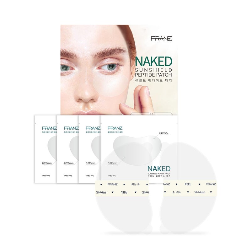 FRANZ UV Protection Peptide Sun Patches, Ultra-Thin Sunshield for Face, 4 Pairs (Regular Size), Anti-Aging & Skin Rejuvenation, Perfect for Outdoor Sports â€“ Golf, Hiking, Driving, Korean Skincare - Image 1