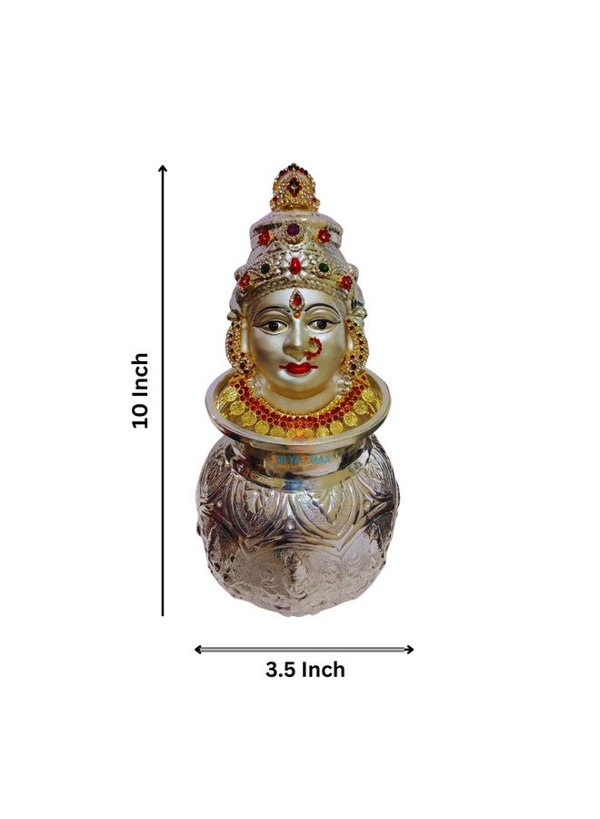 SRI YAGNAA سري ياجنا - وعاء أشتالاكسمي من الفضة الألمانية مع وجه الأم - وجه مطلي بالفضة - لكسمي موخوتا (كودف-س، فانتازيا، 9 سم، 9 سم) - Image 4