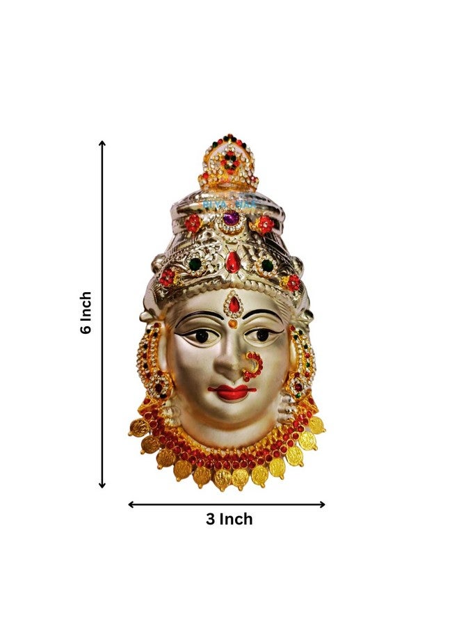 SRI YAGNAA سري ياجنا - وعاء أشتالاكسمي من الفضة الألمانية مع وجه الأم - وجه مطلي بالفضة - لكسمي موخوتا (كودف-س، فانتازيا، 9 سم، 9 سم) - Image 2