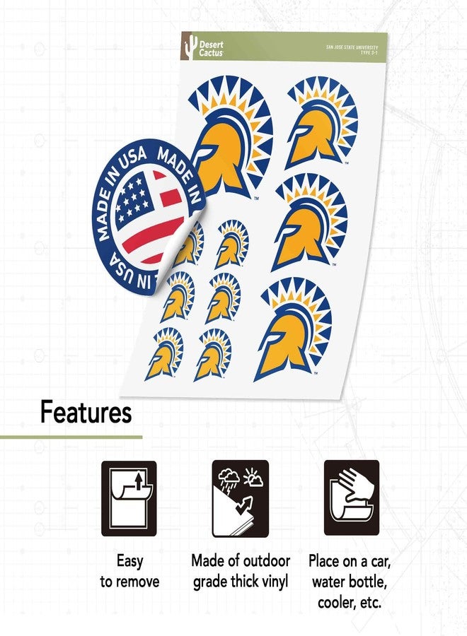 Desert Cactus San Jose State University Sticker SJSU Spartans Sticker Vinyl Decals Laptop Water Bottle Car Scrapbook Sheet (Type 3-1) - Image 4