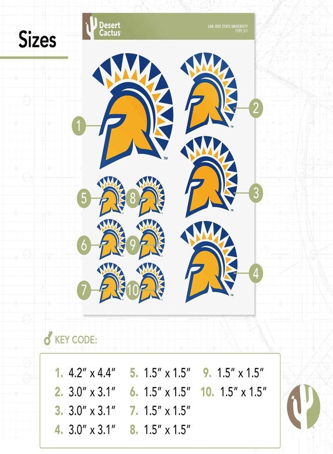 Desert Cactus San Jose State University Sticker SJSU Spartans Sticker Vinyl Decals Laptop Water Bottle Car Scrapbook Sheet (Type 3-1) - Image 3