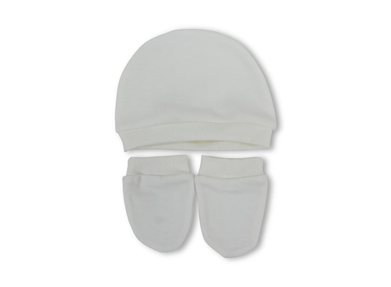 Baby Winter Hat & Gloves Set – Off-White - Image 1