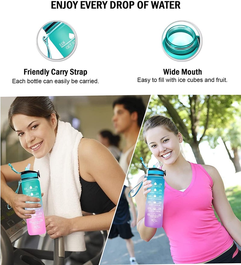 DHAVL Dhavl Unbreakable Sipper Straw 1L Drinking Water Bottle with Motivational Time Marker Sipper Straw Drinking Reminder Leak Proof Durable BPAFree NonToxic For Gym Multicolour  - Image 5