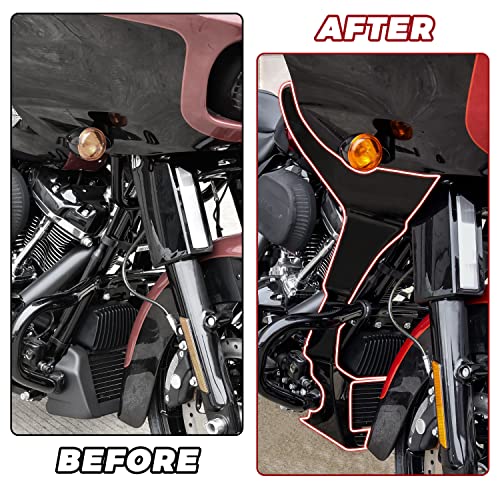 VEISUTOR Black Side Fairing Spoilers Cover for Road Glide 17-23, Glossy Black Side Fairing Spoilers Cover w/Extended Airing Chin Spoilers Cover Kit Fit for Harley Road Glide 2017-2023 - Image 3