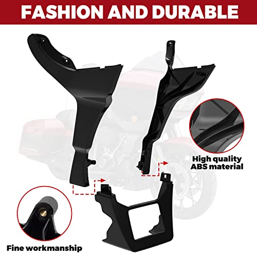 VEISUTOR Black Side Fairing Spoilers Cover for Road Glide 17-23, Glossy Black Side Fairing Spoilers Cover w/Extended Airing Chin Spoilers Cover Kit Fit for Harley Road Glide 2017-2023 - Image 4