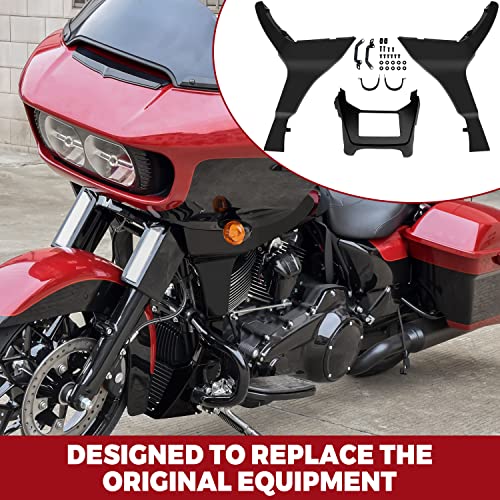 VEISUTOR Black Side Fairing Spoilers Cover for Road Glide 17-23, Glossy Black Side Fairing Spoilers Cover w/Extended Airing Chin Spoilers Cover Kit Fit for Harley Road Glide 2017-2023 - Image 5