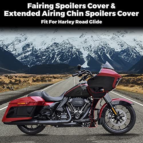 VEISUTOR Black Side Fairing Spoilers Cover for Road Glide 17-23, Glossy Black Side Fairing Spoilers Cover w/Extended Airing Chin Spoilers Cover Kit Fit for Harley Road Glide 2017-2023 - Image 2