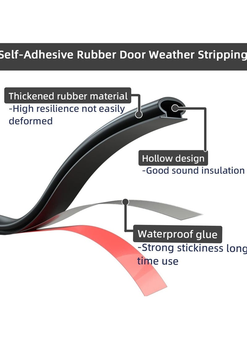 KASTWAVE Door Weather Stripping Door Seal Strip,19.7 Feet Self-Adhesive Rubber Door Insulation Weather Strip for Window and Door Soundproofing D Shape  - Image 3