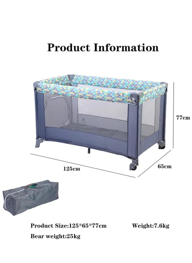 Multifunctional Portable Crib Foldable Double-Layer Mobile Children's Play Bed
