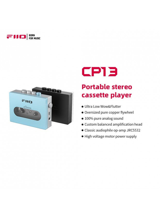 FiiO CP13 Portable Cassette Tape Player with 3.5mm Earphone Jack, Ultra-Low Wow&Flutter, Powered by Type-C or Lithium Battery (White and Black) - Image 3