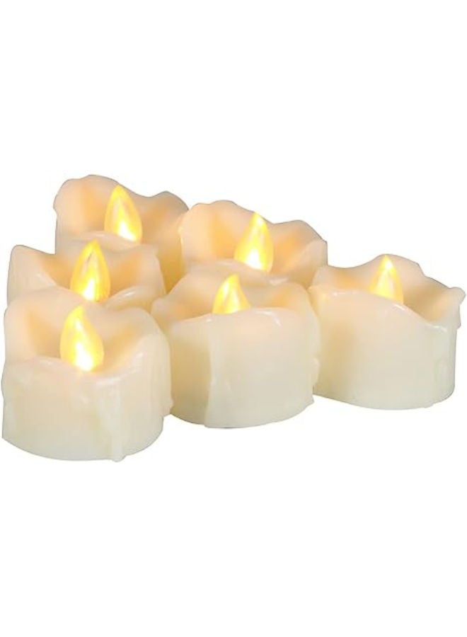 6 pieces - Flameless Dripping Wax LED Candles Battery Operated with Timer - Image 1