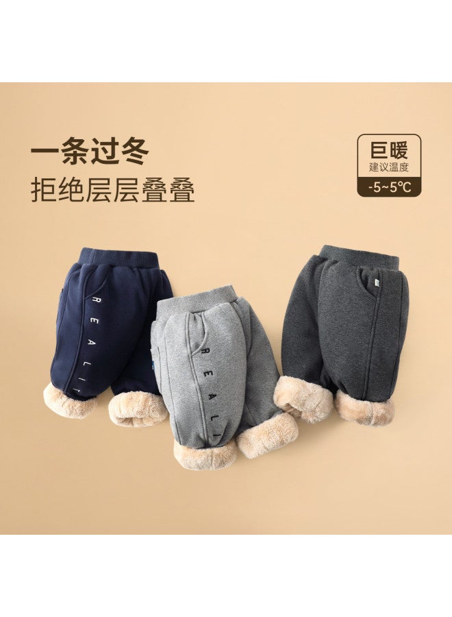 Boys' Pants Winter Kids' Thickened Sweatpants Baby Warm Fleece Cotton Pants Girls - Image 4