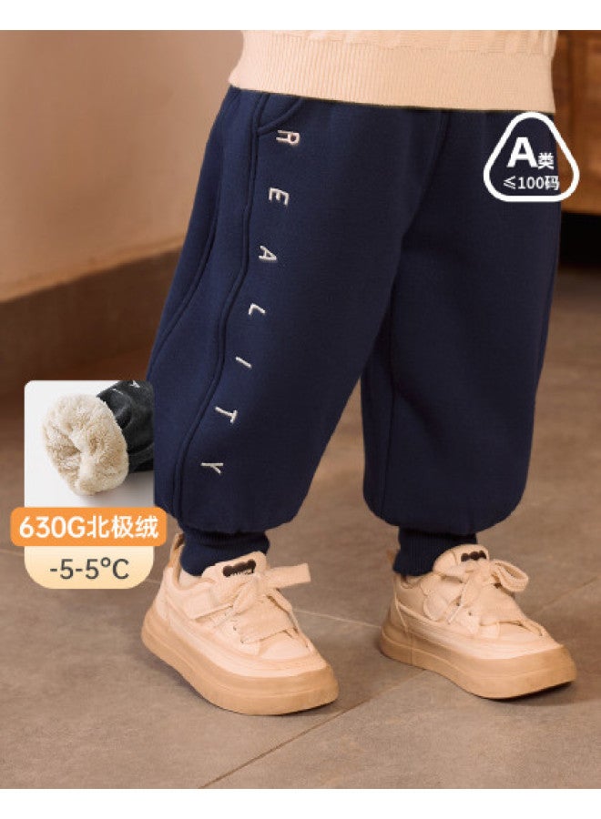 Boys' Pants Winter Kids' Thickened Sweatpants Baby Warm Fleece Cotton Pants Girls - Image 1
