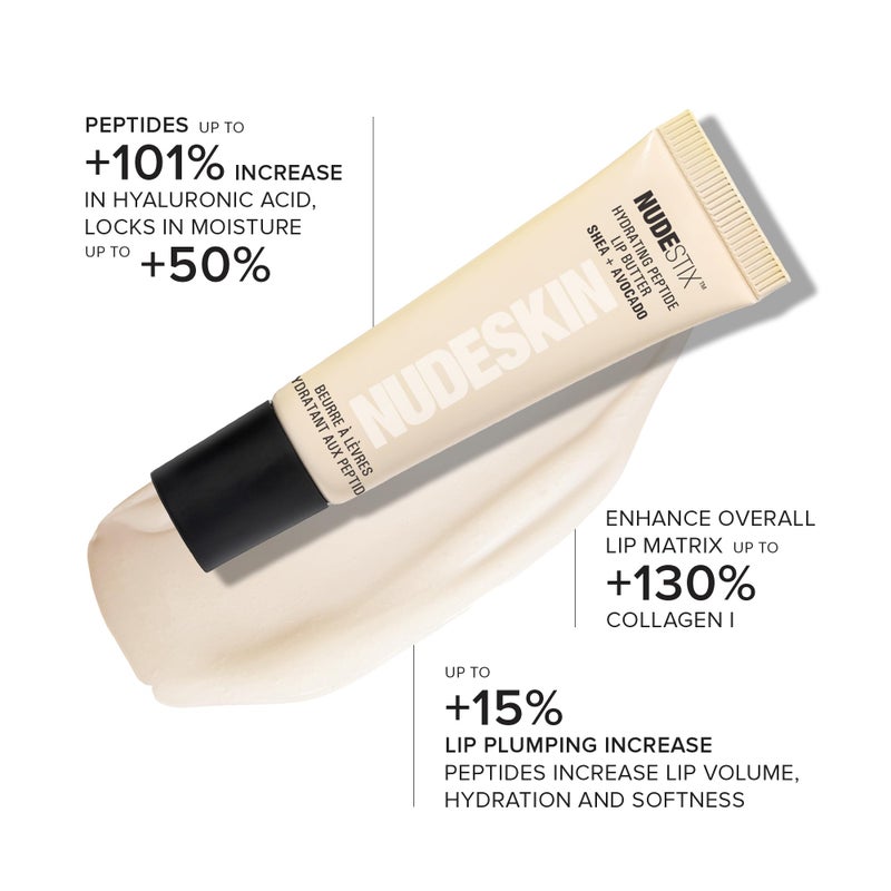 Nudestix Hydrating Peptide Lip Butter â€“ Glossy Lip Balm with Avocado, Shea Butter & 2% Peptides for Hydration & Plumping | Clean, Vegan & Cruelty-Free - Clear Gloss - Image 4