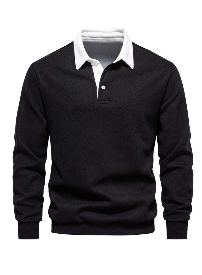 Loquat Autumn Long Sleeved Hoodie Men's Casual Versatile Black 