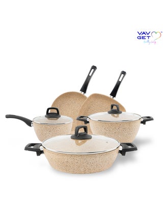 Premium Granite 8-PCS Cookware Set. Set includes: 18cm Sauce Pan, 26cm Deep and Shallow Casseroles, 26cm Fry and 28cm Grill Pans with Lids. Made in Turkey. - pzsku/Z79F27F4F331A410DFAC7Z/45/1746212445/f8c735a8-141a-4bfc-8758-3c21cb937a04