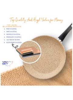 VAV Premium Granite 8-PCS Cookware Set. Set includes: 18cm Sauce Pan, 26cm Deep and Shallow Casseroles, 26cm Fry and 28cm Grill Pans with Lids. Made in Turkey.  - Image 5