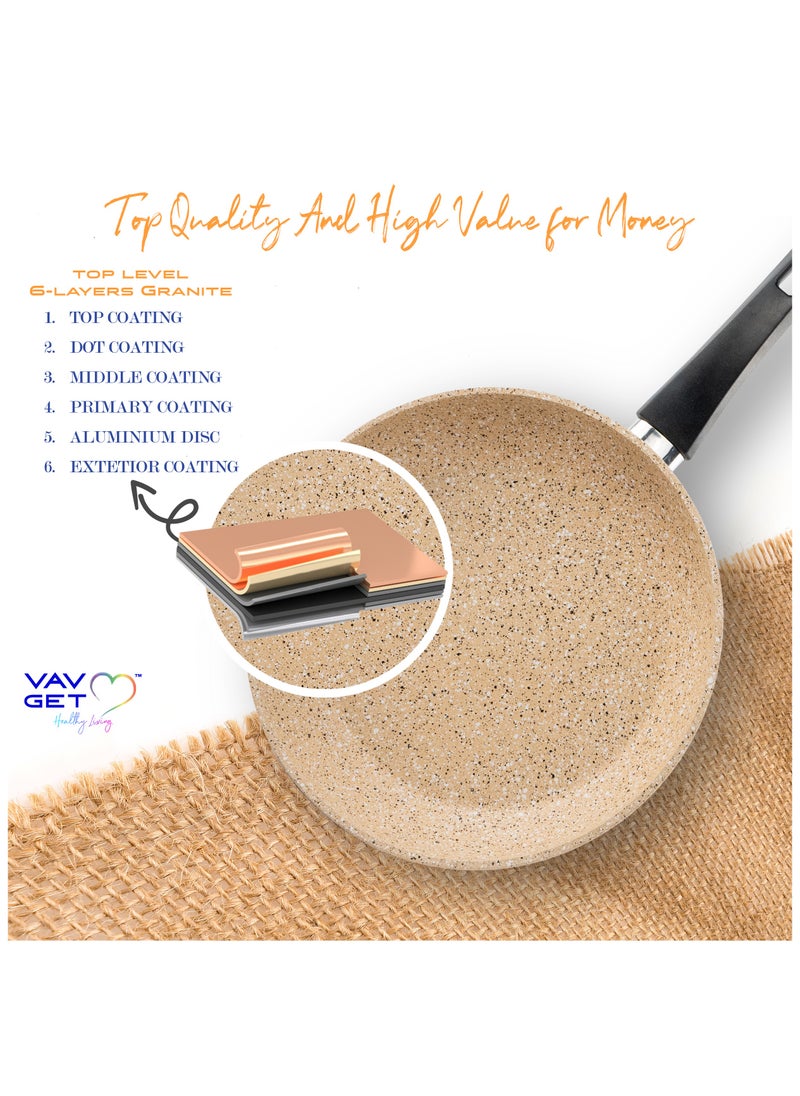 VAV طقم أواني طهي جرانيت فاخر 8 قطع. تشتمل المجموعة على: مقلاة صلصة مقاس 18 سم، وطواجن عميقة وضحلة مقاس 26 سم، ومقلاة مقاس 26 سم، ومقالي شواء بأغطية مقاس 28 سم. صنع في تركيا.  - Image 5